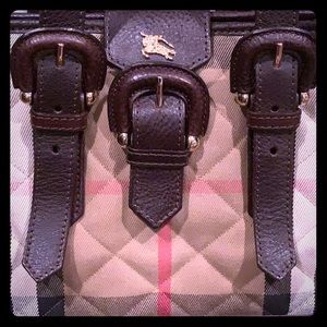 Burberry brown leather house check quilted tote